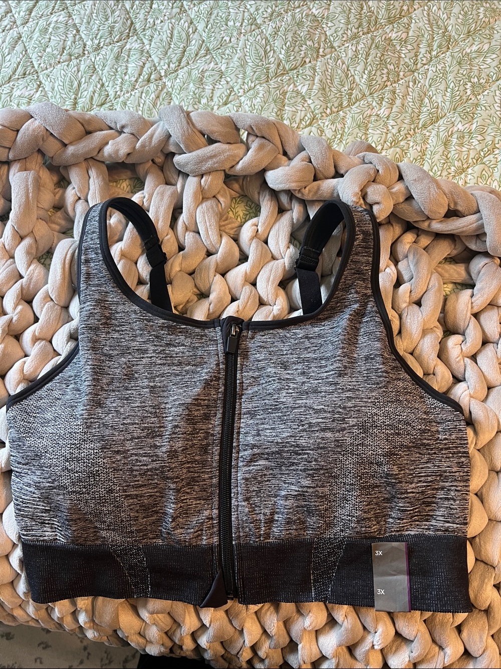 all in motion Gray Front-Zip High Support Sports Bra